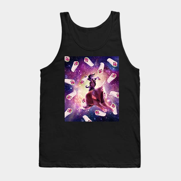 Cowboy Space Cat On Elephant Unicorn - Burrito Tank Top by Random Galaxy